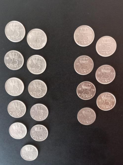 Munten Nederland 25 Centen 1963 - - 1980 / 18x, Postzegels en Munten, Munten | Nederland, Setje, 25 cent, Koningin Juliana, Verzenden