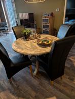 4 eetkamer stoelen., Ophalen, Gebruikt, Zwart, Leer