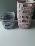 7 plastic mandjes 5 roze en 2 grijs € 0,60 p/st, Kunststof, Mand, Ophalen of Verzenden, Zo goed als nieuw