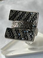 Forse zilveren ring Onyx en Topaas, 18 tot 19, Verzenden, Zwart, Zo goed als nieuw