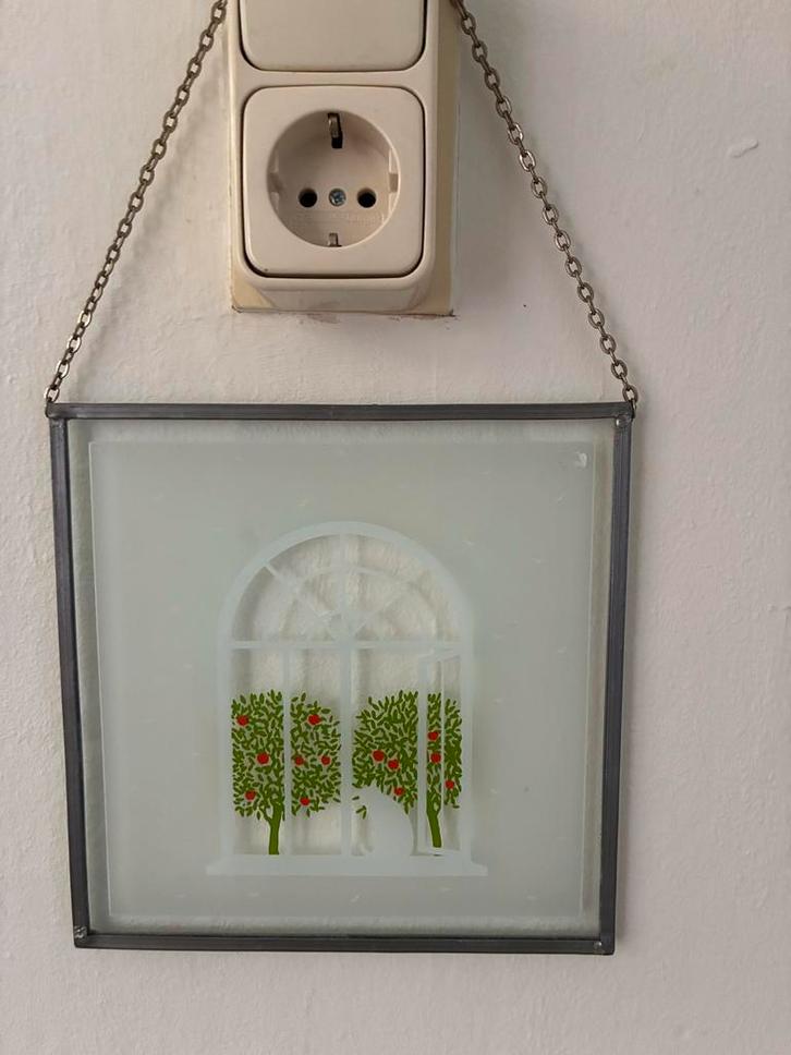 Vintage Glazen Raamhanger met Fruitboom Design, Huis en Inrichting, Woonaccessoires | Wanddecoraties, Gebruikt, Ophalen of Verzenden