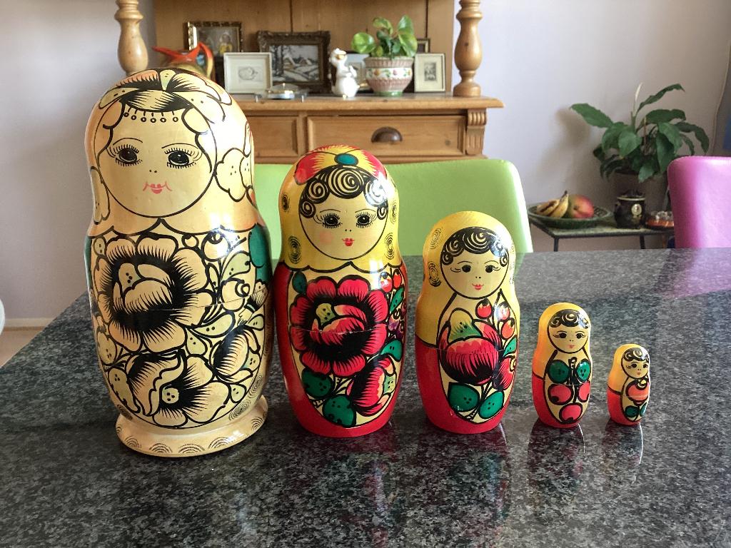 Baboesjka, matroesjka, hout, handbeschilderd, groot, vintage, Ophalen, Gebruikt