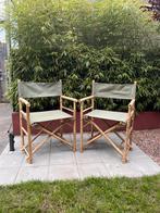 Bamboe tuinstoelen met olijfgroen, Ophalen, Zo goed als nieuw, Hout, Inklapbaar