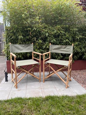 Bamboe tuinstoelen met olijfgroen beschikbaar voor biedingen