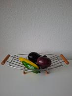 Chroomdraad fruitschaal met glazen groente, Ophalen of Verzenden, Rond, Glas
