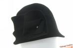 Vintage Dames cloche dophoed zwart vilt + vilten bloem 60-61, Ophalen of Verzenden, Zo goed als nieuw, 58 cm (L, 7¼ inch) of meer