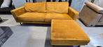 Okergeel Velvet Bank + Poef - 330cm, Gebruikt, 300 cm of meer, 75 tot 100 cm, Ophalen of Verzenden