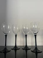 Set van 4 Vintage Luminarc France Wijnglazen – Zwarte Voet, Antiek en Kunst, Ophalen of Verzenden