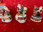 Kerst: 3 Kerst(beeldjes) muziekdoosje, speeldoosje., Ophalen of Verzenden