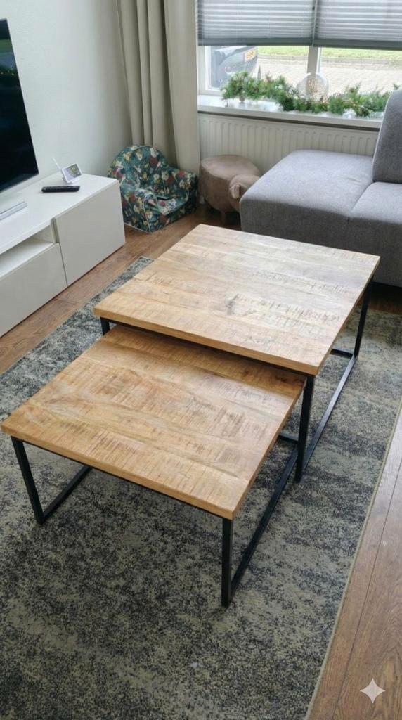 Salontafel Mango Hout - Nesting Tafels, Huis en Inrichting, Tafels | Salontafels, Zo goed als nieuw, Minder dan 50 cm, 50 tot 100 cm