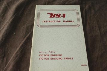 BSA Victor Enduro 441cc 1966 motorcycle instruction manual beschikbaar voor biedingen