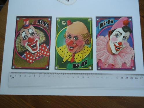 sticker oud 3 x CLOWN STRIP circus vintage bifi worst retro, Verzamelen, Stickers, Zo goed als nieuw, Bedrijf of Vereniging, Verzenden
