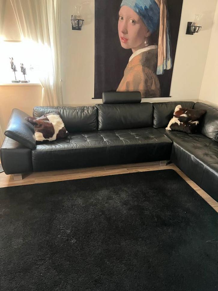 Lederen hoekbank in goede staat, Huis en Inrichting, Banken | Bankstellen, Zo goed als nieuw, Hoekbank, Vierpersoons of meer, 250 tot 300 cm