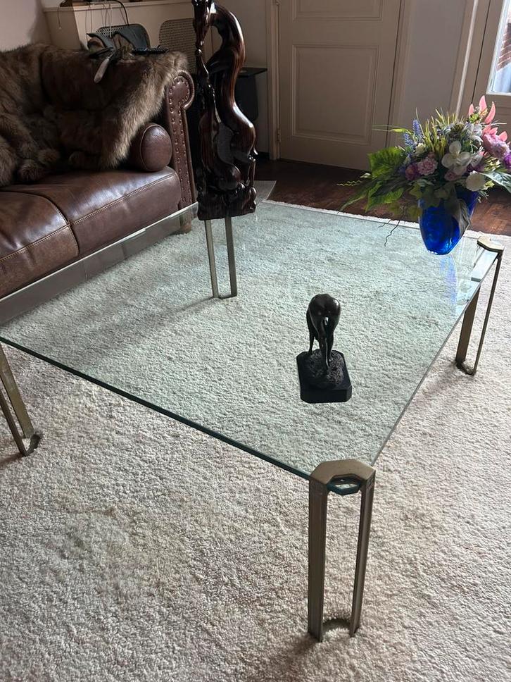 Glazen Salontafel: Design Peter Ghyczy, Huis en Inrichting, Tafels | Salontafels, Zo goed als nieuw, Minder dan 50 cm, 100 tot 150 cm