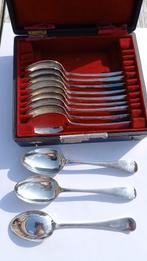 Zwaar verzilverde lepels in Cassette uit 1871-22 sept-1896, Antiek en Kunst, Ophalen of Verzenden