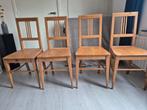 4 Grenen Houten Stoelen - Vintage Charme, Huis en Inrichting, Stoelen, Ophalen, Gebruikt, Bruin, Vintage