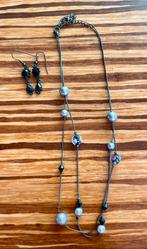 Ketting en zwarte oorbellen, Sieraden, Tassen en Uiterlijk, Kettingen, Ophalen of Verzenden, Zo goed als nieuw, Zwart, Overige materialen