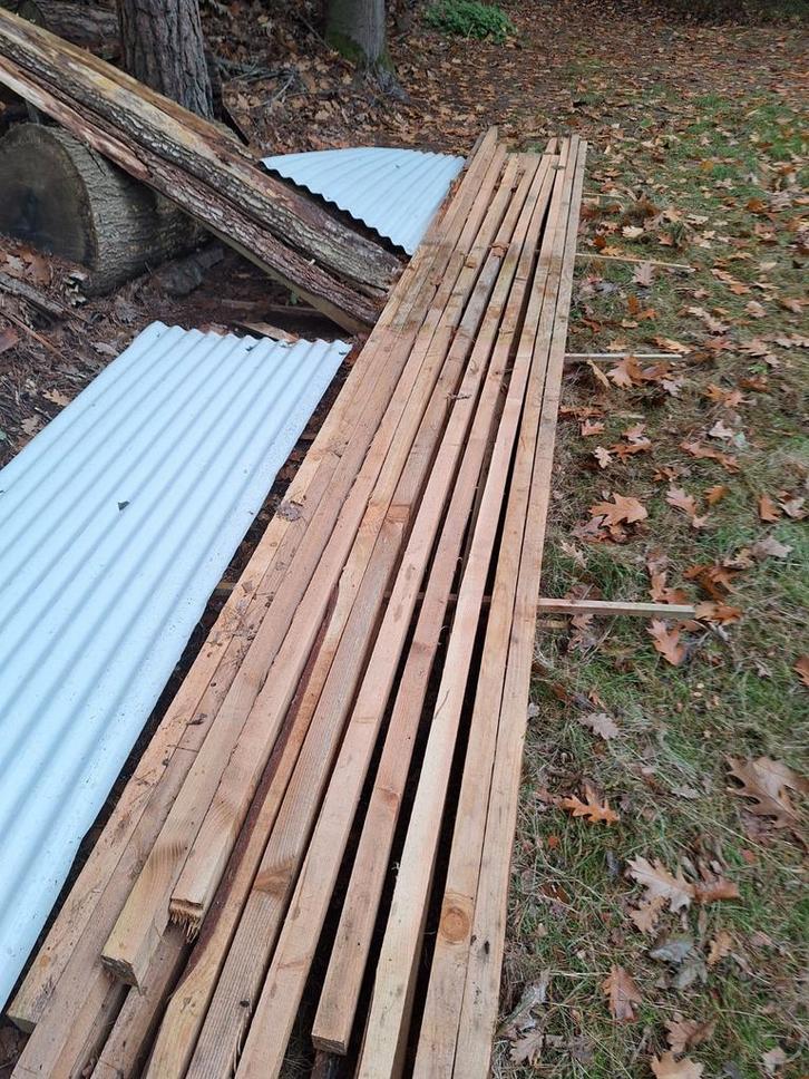 Balken 5x7cm - Eigen Bos, Gedroogd (lengtes 5 á 6 m1), Doe-het-zelf en Verbouw, Hout en Planken, Balk, Vuren, 300 cm of meer, 50 mm of meer