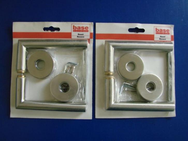 nieuwe RVS NAPOLI BASE LINE krukset met rozet (2 sets), Doe-het-zelf en Verbouw, Hang- en Sluitwerk, Nieuw, Klink of Kruk, Rvs