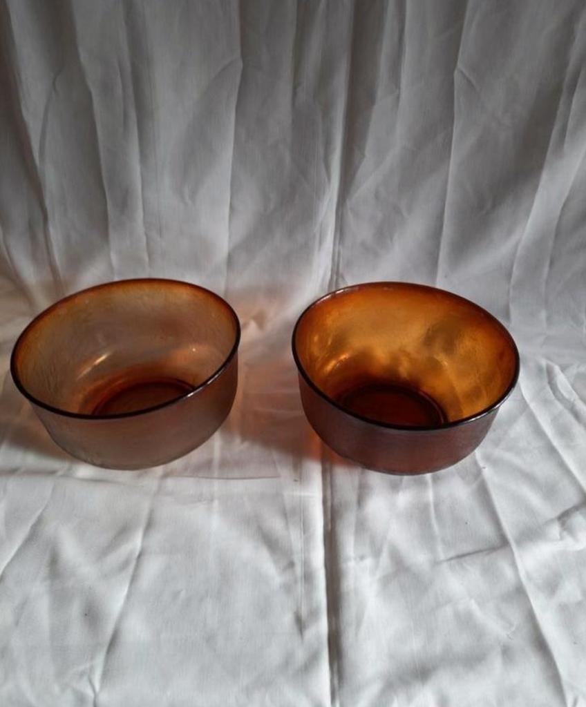 Arcoroc France Sierra amberkleurige schalen,zie beschrijving, Ophalen of Verzenden, Zo goed als nieuw, Rond, Glas