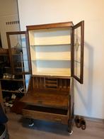 Vintage Glas in Lood Kast, Ophalen, Gebruikt, Eikenhout, 50 tot 100 cm