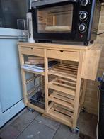 Houten Keukentrolly met Opbergruimte, Gebruikt, 100 tot 150 cm, 25 tot 50 cm, 50 tot 100 cm