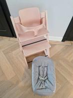 Roze stokke tripp trapp / trip trap + babyset en newborn, Ophalen of Verzenden, Gebruikt, Meegroeistoel, Stoelverkleiner