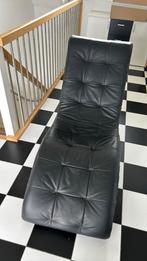 Zwarte leren relax stoel, Huis en Inrichting, Fauteuils, Gebruikt, Leer, 50 tot 75 cm, Ophalen