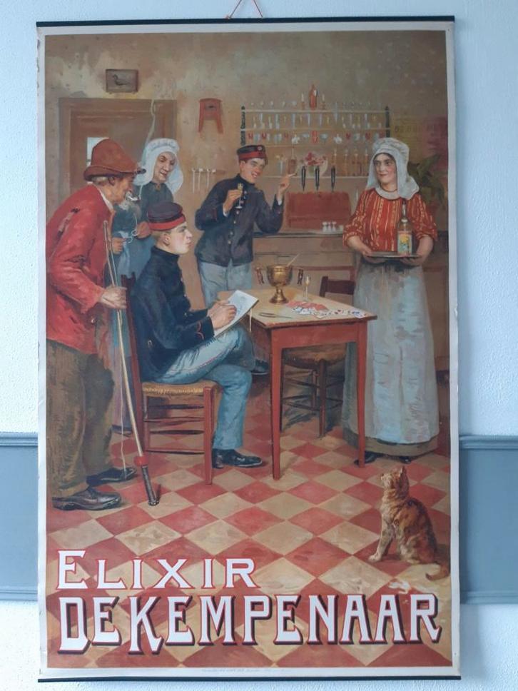 Affiche mooie litho met reclame voor Elixer de Kempenaar, Verzamelen, Posters, Gebruikt, Reclame, Deurposter of groter, Rechthoekig Staand