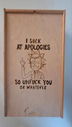 Leuke wijnkist met Rick van Rick en Morty,  handgemaakt, Huis en Inrichting, Woonaccessoires | Kisten, Minder dan 50 cm, Gevondenengemaakt@gmail.com