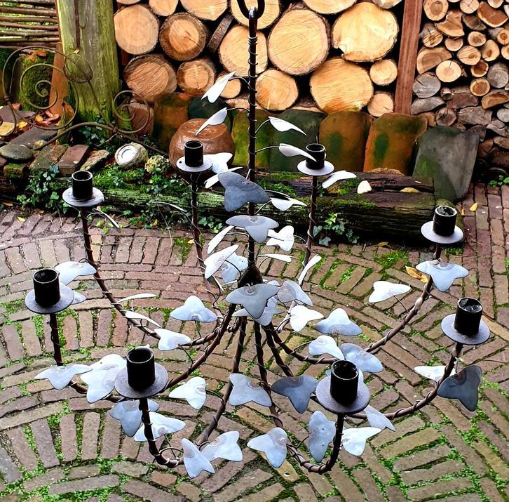 Kandelaar Hangend met klimopblaadjes. 8 kaarsen. Vintage., Huis en Inrichting, Woonaccessoires | Kandelaars en Kaarsen, Gebruikt