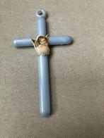 Blauw wiegen - geboorte bescherm kruisje, Antiek en Kunst, Ophalen of Verzenden