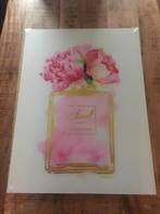 Stoer Glasschilderij Chanel Goud Roze Bloemen 80x60 Nieuw 🔴, Huis en Inrichting, Woonaccessoires | Schilderijen, Tekeningen en Foto's