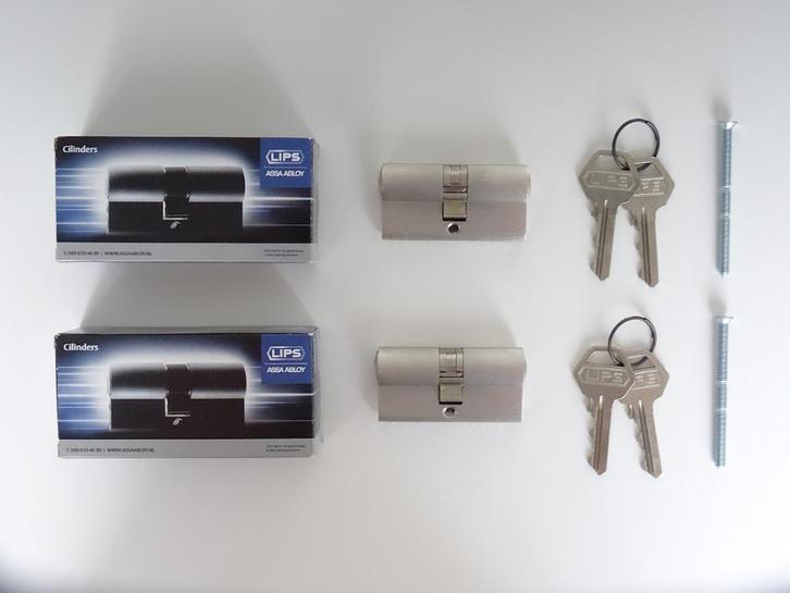 2 gelijksluitende dubbele Lips profielcilinders 8062 30/30, Doe-het-zelf en Verbouw, Hang- en Sluitwerk, Nieuw, Ophalen of Verzenden
