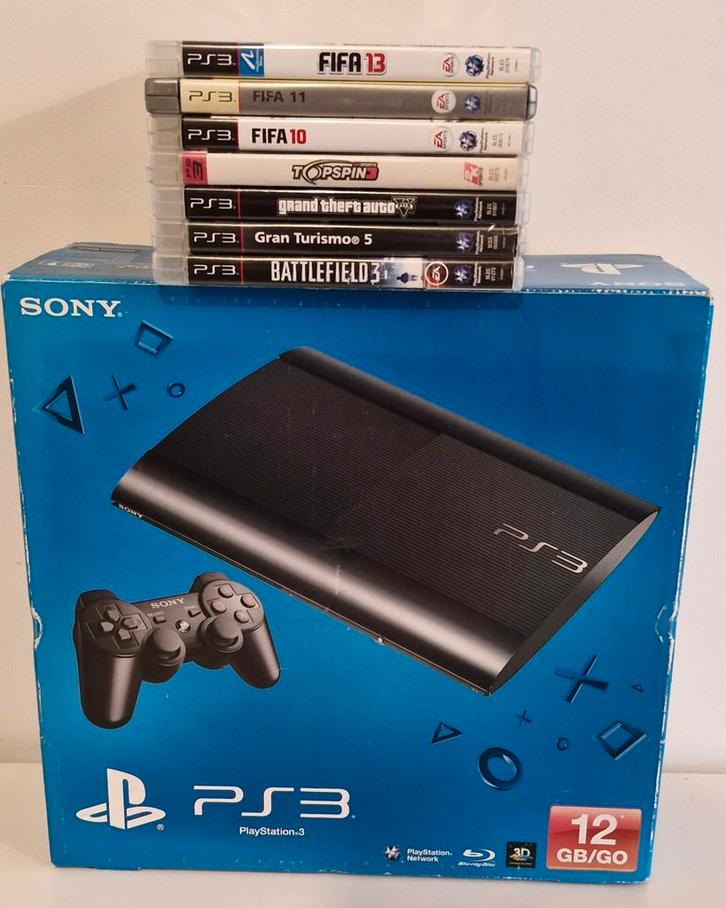 PS3 Slim 500GB + Games - Origineel 12GB, Spelcomputers en Games, Spelcomputers | Sony PlayStation 1, Gebruikt, Met 1 controller