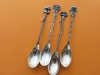 Douwe Egberts 4 mooie bloemen lepeltjes. verzilverd, Antiek en Kunst, Ophalen of Verzenden