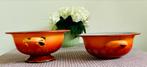 Vintage Emaille Soeppan Oranje vergieten, Overige materialen, Gebruikt, Inductieplaat, Ophalen