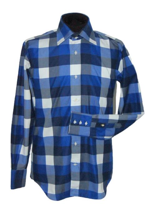 Nieuwe Circle of Gentlemen geblokt shirt Mt. 40 / M, Kleding | Heren, Overhemden, Nieuw, Halswijdte 39/40 (M), Blauw, Verzenden