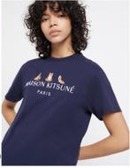 Maison Kitsuné leuk blauw T-shirt 3 Yoga Foxes mt S, Kleding | Dames, Ophalen, Blauw, Korte mouw, Maison Kitsuné