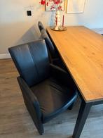 Eetkamerstoel met arm zwart met wielen 6 stuks, Huis en Inrichting, Stoelen, Ophalen, Zo goed als nieuw, Zwart