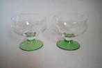 Geslepen olijf 2x dessert glas sorbet amuse coupe groen, Glas of Glazen, Ophalen of Verzenden, Overige stijlen, Glas