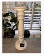 Mooie brocante oude Witte hoedenstandaard, hout, 37 cm hoog, Ophalen of Verzenden