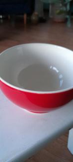 Aardewerk schaal rood/wit - 20cm, Huis en Inrichting, Ophalen