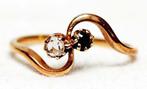 Ring Victoriaans goud diamant saffier bypass., Sieraden, Tassen en Uiterlijk, Antieke sieraden, Goud, Met edelsteen, Ophalen of Verzenden
