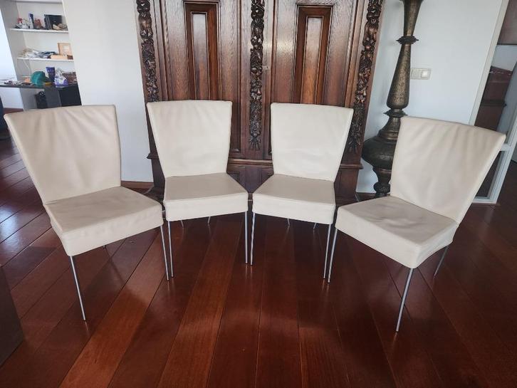 4 x eettafel stoel design chroom leder cubana lichee chair, Huis en Inrichting, Stoelen, Gebruikt, Eén, Leer, Ophalen