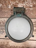 Vintage metalen scheepslamp groen, Gebruikt, ., Ophalen of Verzenden, Netvoeding