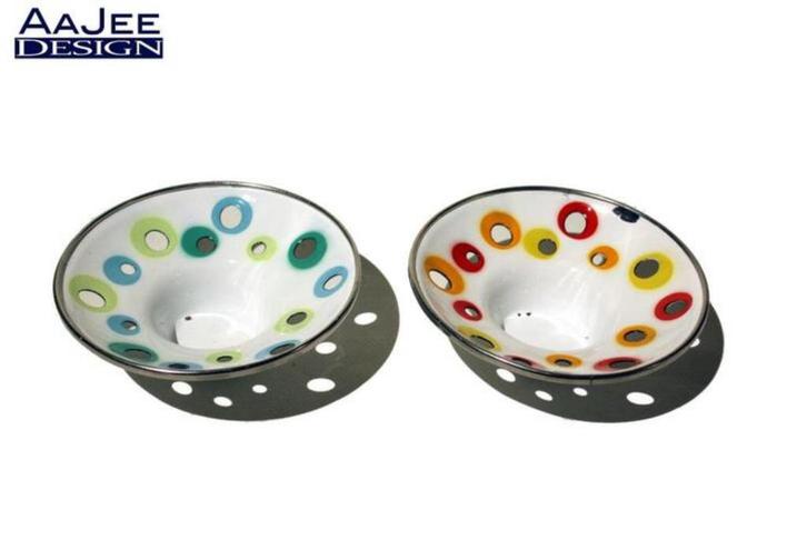 2 Vintage Space Age waxinelichthouders Ikea - 80's - Emaille, Huis en Inrichting, Woonaccessoires | Kandelaars en Kaarsen, Gebruikt