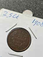 Luxemburg 2,5 cent 1908, Ophalen of Verzenden, Losse munt, Overige landen