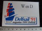 sticker W en D delfsail 1991 logo delfzijl zeilboot, Verzenden, Zo goed als nieuw, Bedrijf of Vereniging