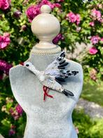Handgemaakte ontwerper ooievaar broche, sieraden, Overige materialen, 4 tot 7 cm, Met strass, Wit